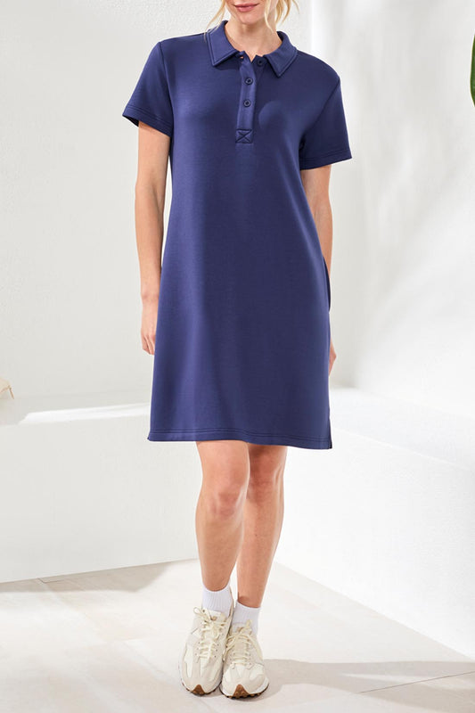 Tribal Short Sleeve Polo Dress Jet Blue 30500-3390-3068