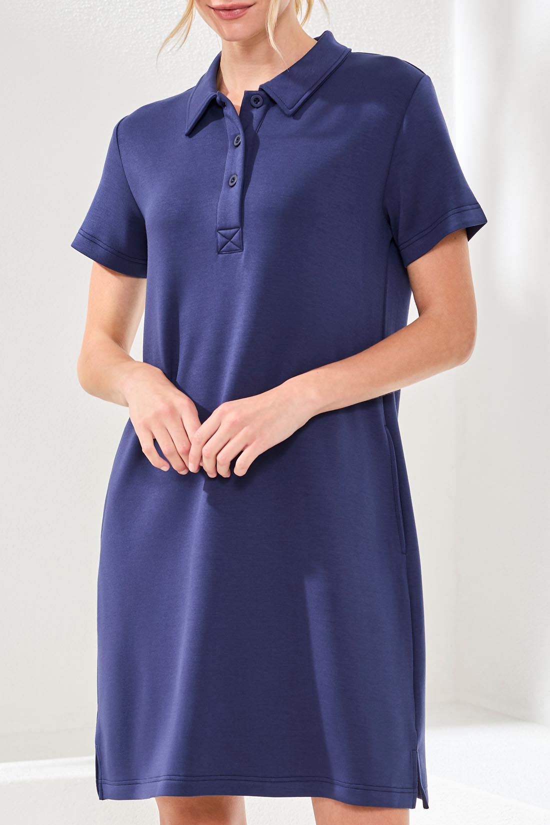 Tribal Short Sleeve Polo Dress Jet Blue 30500-3390-3068