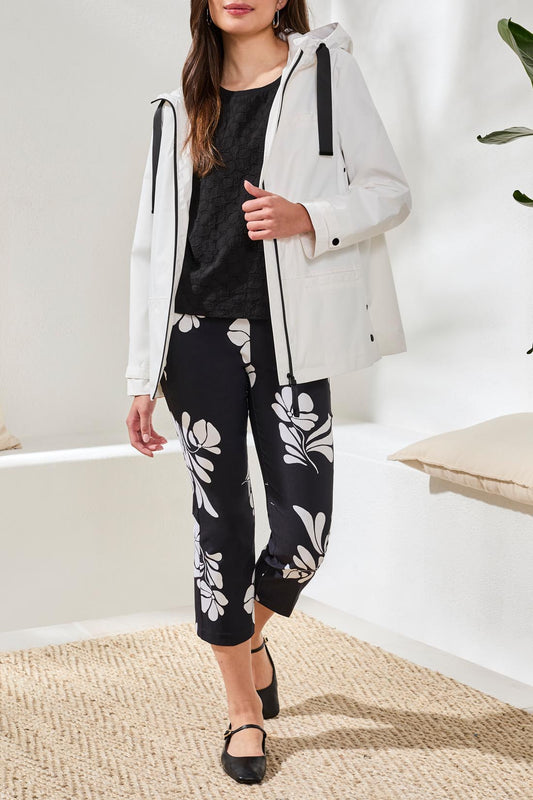 Tribal Long Sleeve Zip Front Raincoat w/Hood White 30510-8304-0001