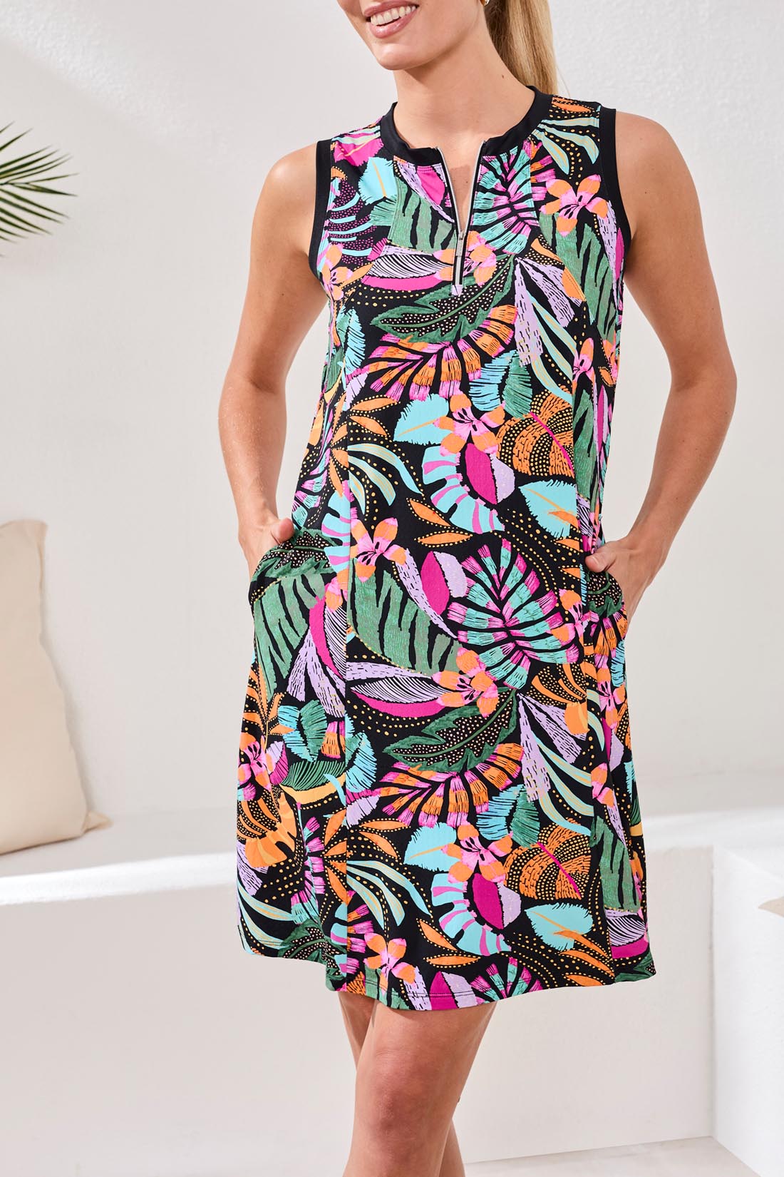 Tribal Sleeveless Crew Neck Dress Tropical 30570-3024-2702