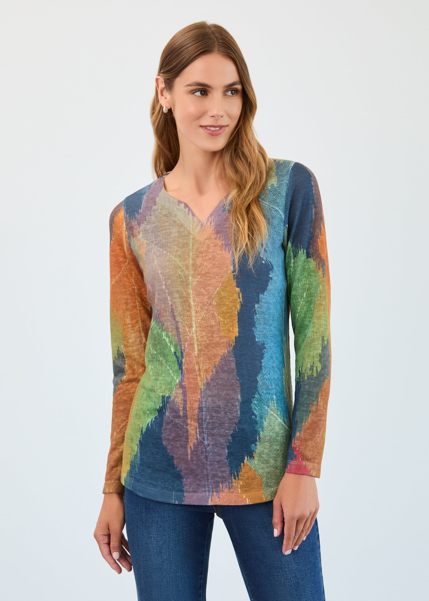 FDJ Long Sleeve Notch Neck Top  Dark Mara 3089451