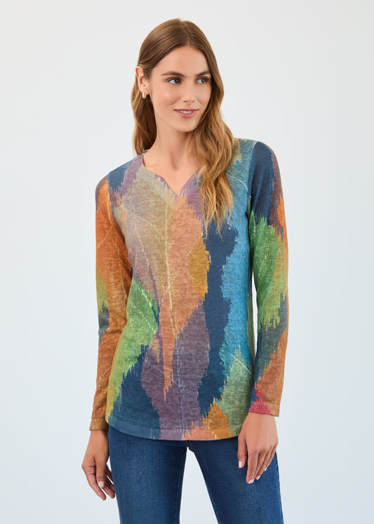 FDJ Long Sleeve Notch Neck Top  Dark Mara 3089451