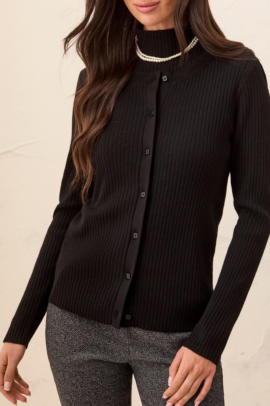 Tribal Long Sleeve Sweater Cardigan Black 31230-835-0002