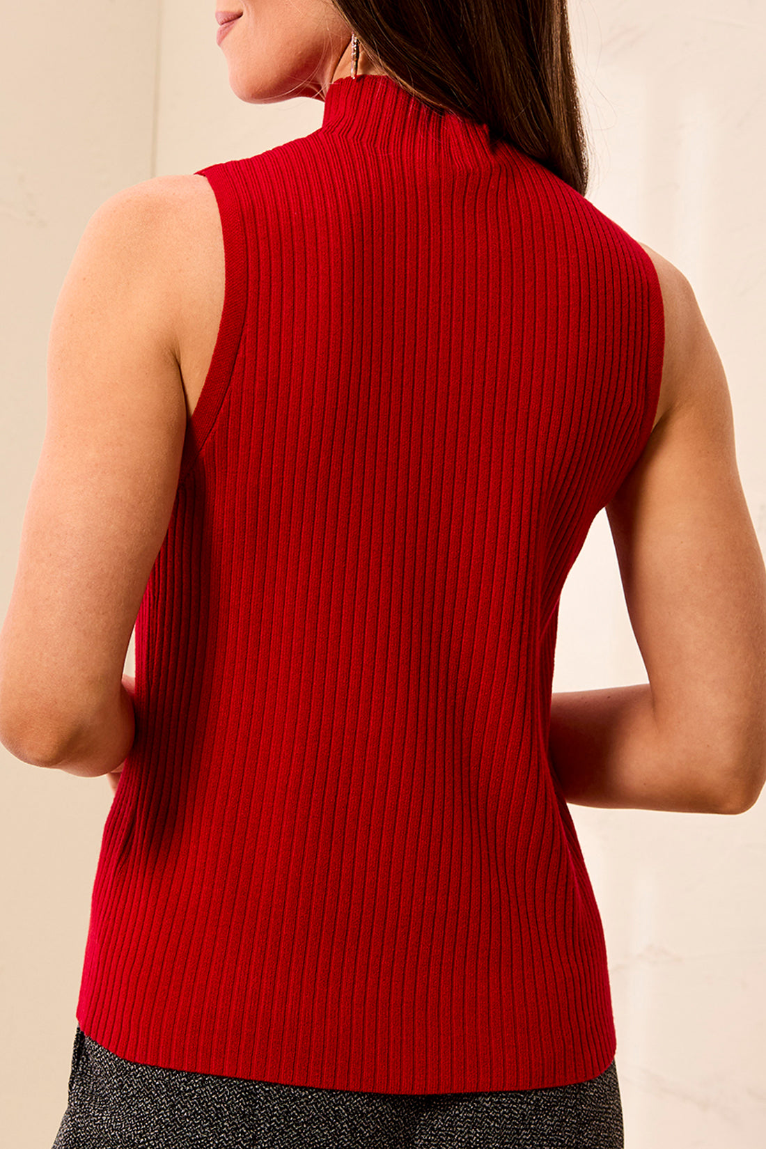 Tribal Sleeveless Funnel Neck Sweater Chilipepper 31240-835-3396