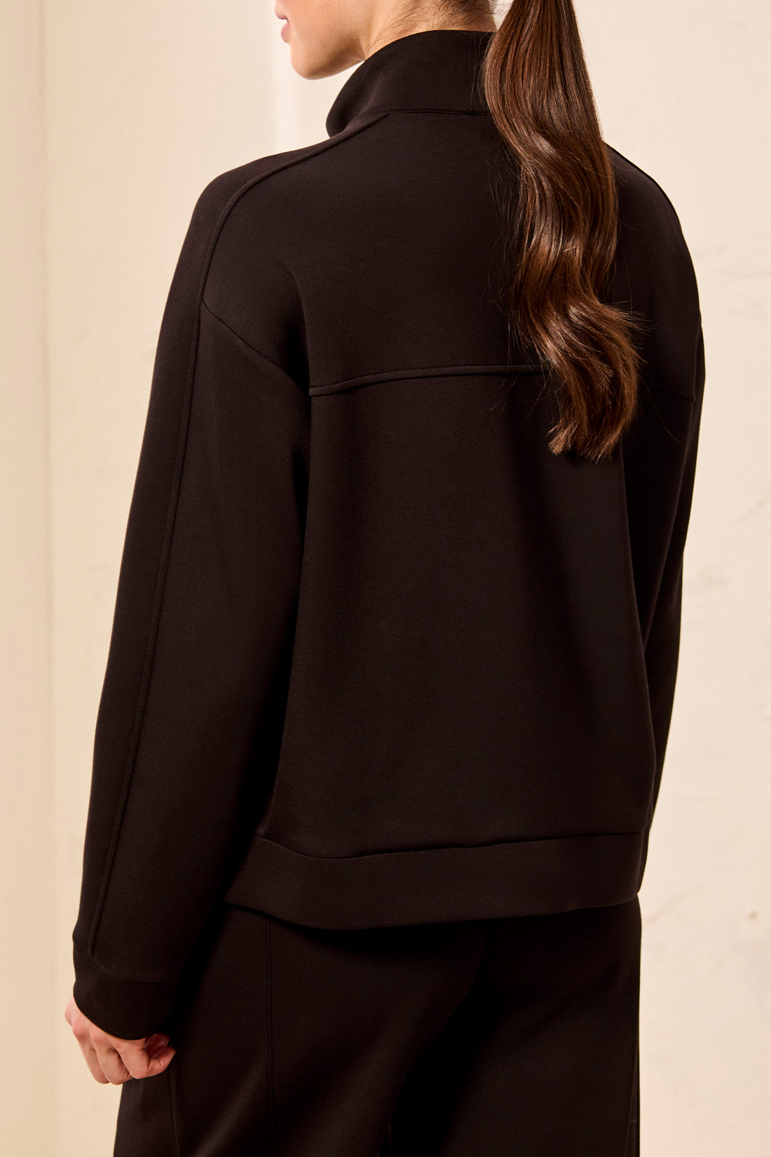 Tribal Long Sleeve Mock Neck Cardigan With Pockets Black 31450-3390-0002