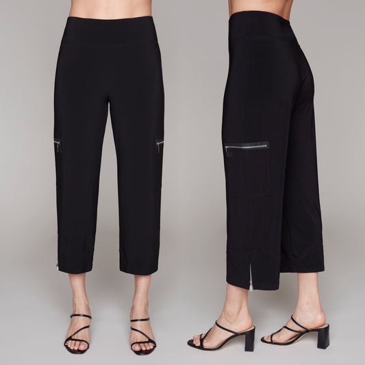 Compli K High Waisted Pull-On Pants w/Zipper Detail Black 31590