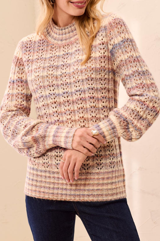 Tribal Long Sleeve Crew Neck Sweater Pansy 31640-8486-1651