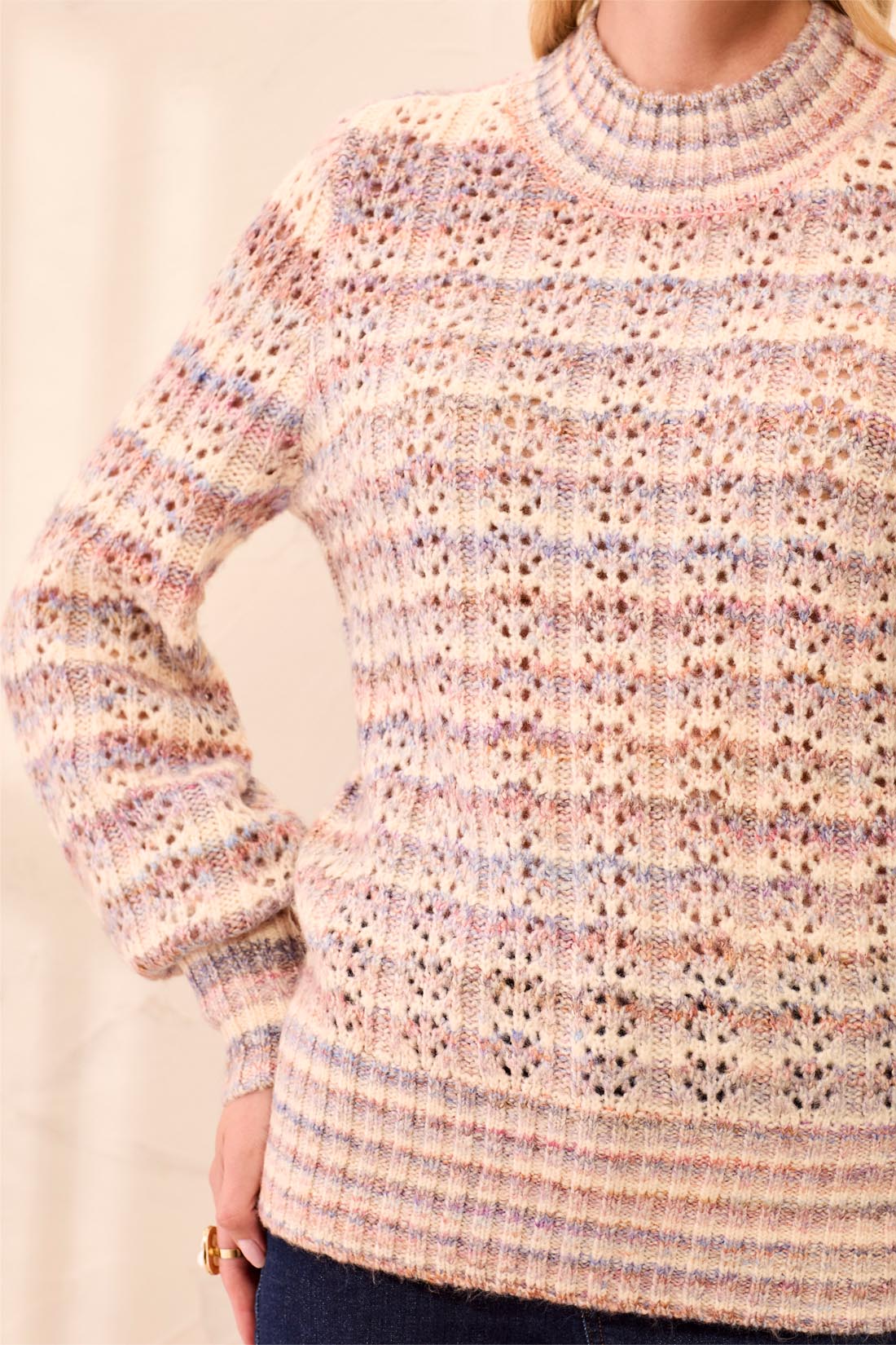 Tribal Long Sleeve Crew Neck Sweater Pansy 31640-8486-1651
