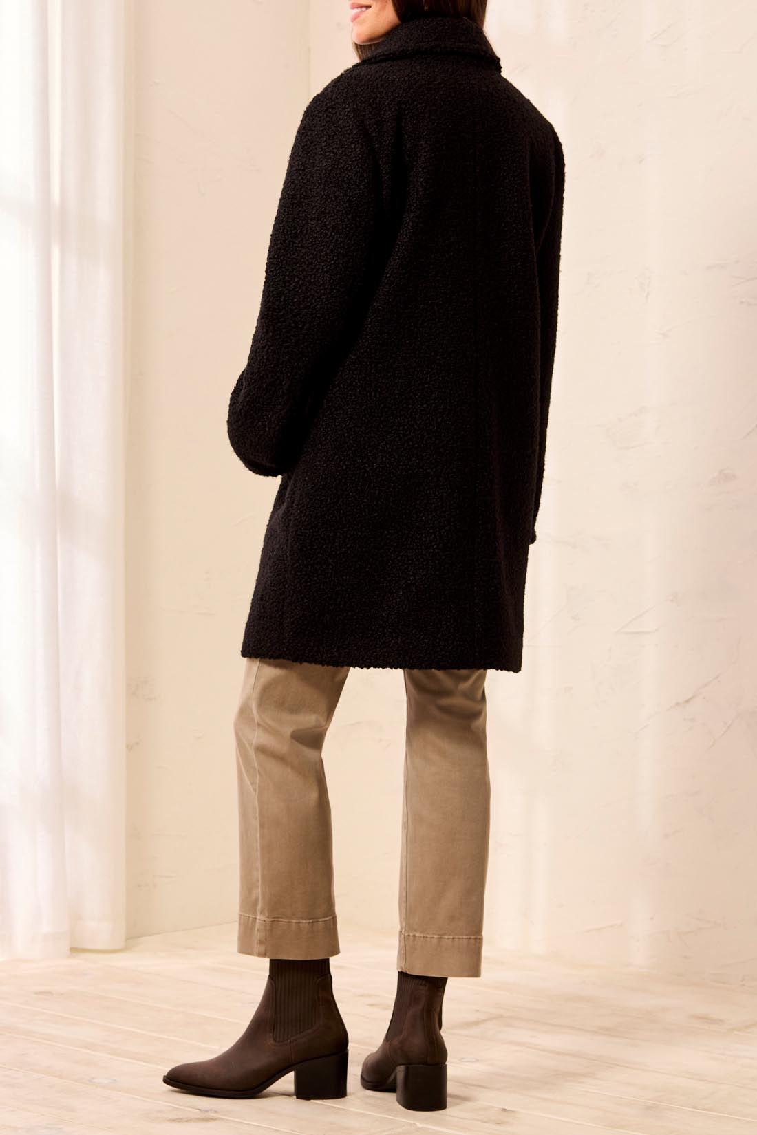 Tribal Long Sleeve Single Breasted Coat w/Lining Black 31730-8513-0002