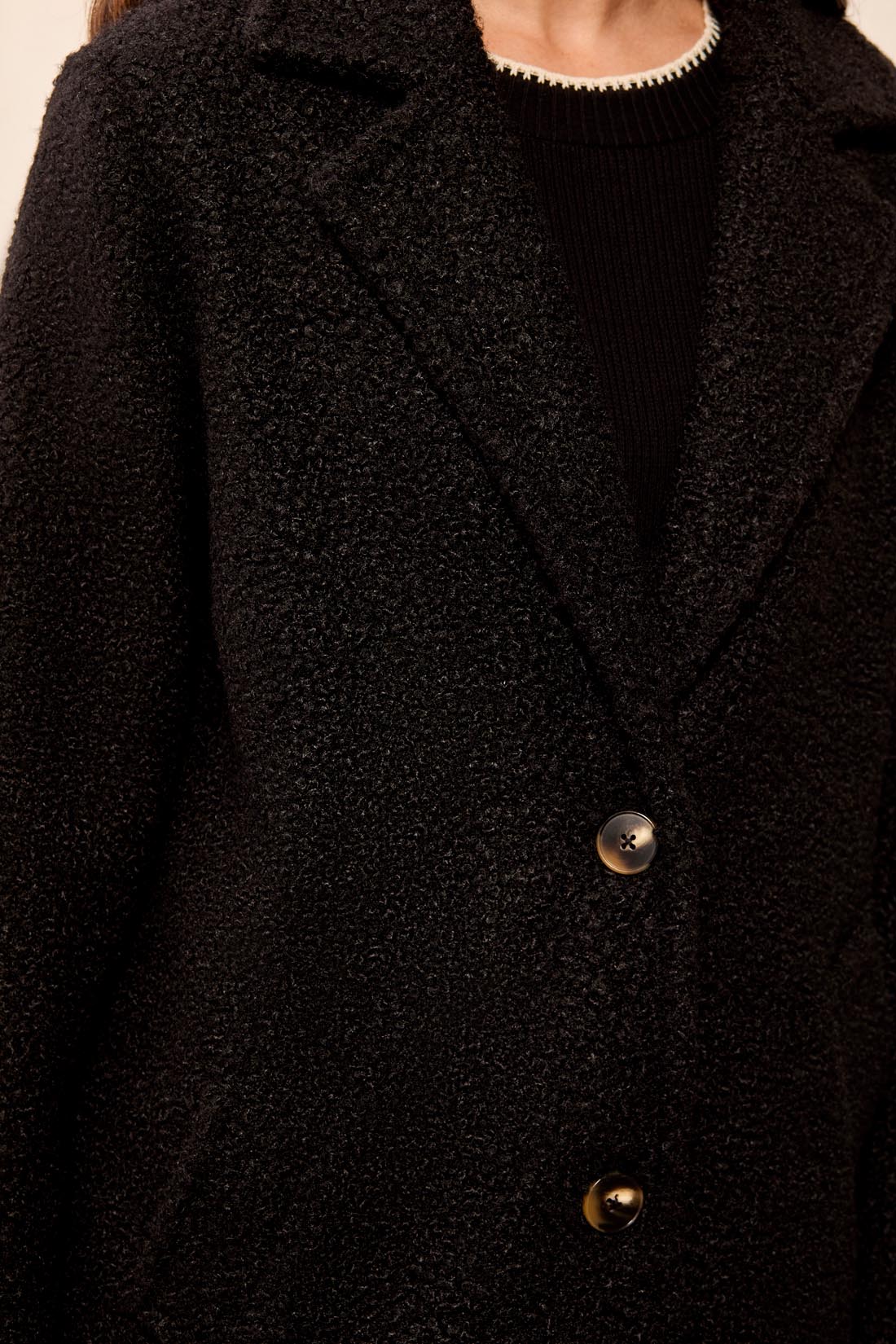 Tribal Long Sleeve Single Breasted Coat w/Lining Black 31730-8513-0002