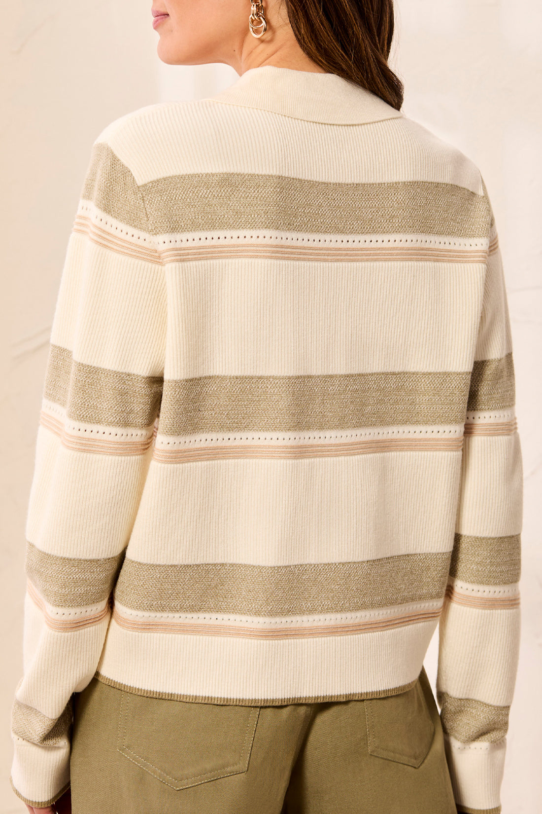 Tribal Long Sleeve Sweater Cardigan w/Collar & Pockets Moonstone 31750-8241-3111