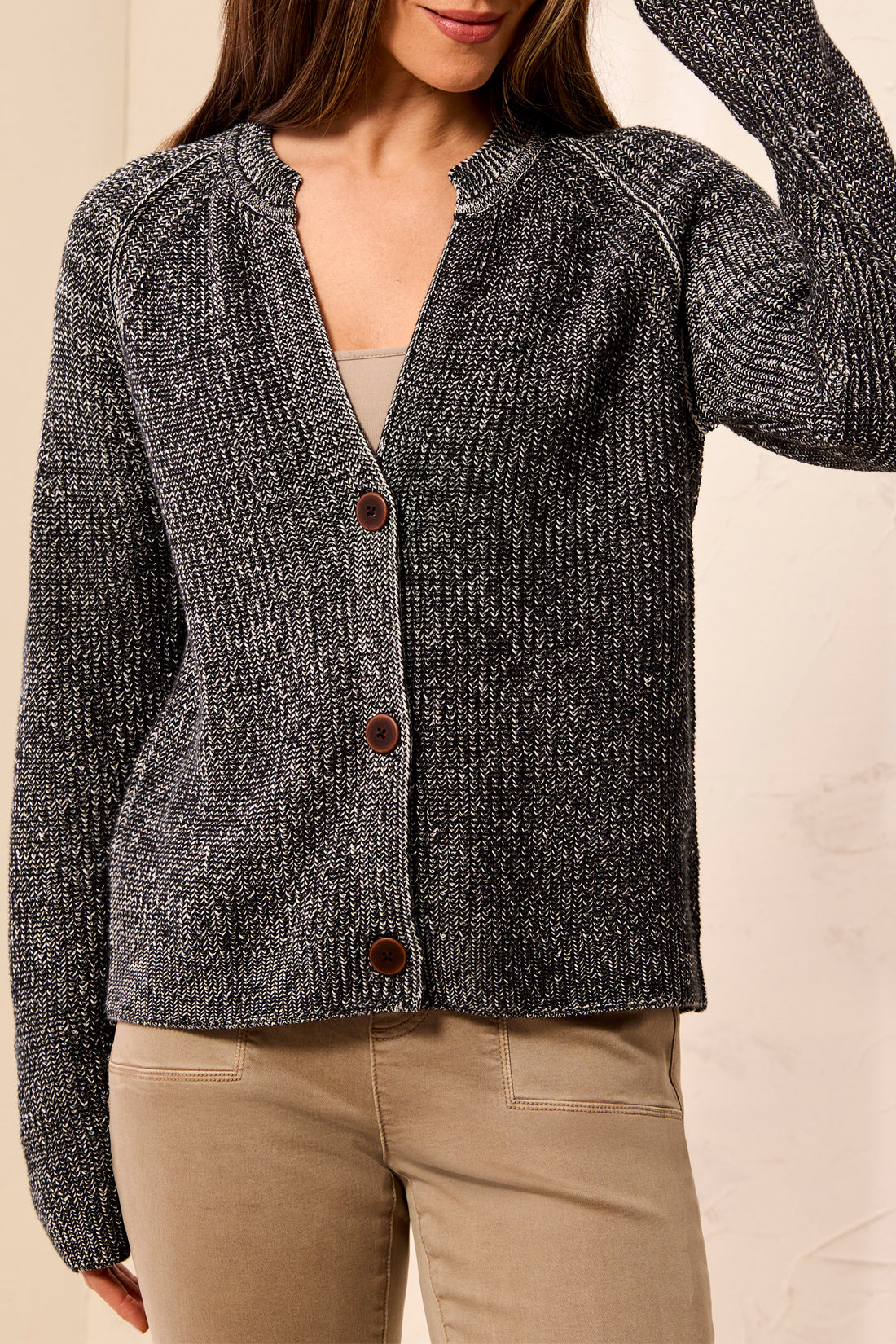 Tribal Long Sleeve Crew Neck Sweater Cardigan Black 31830-576-0002