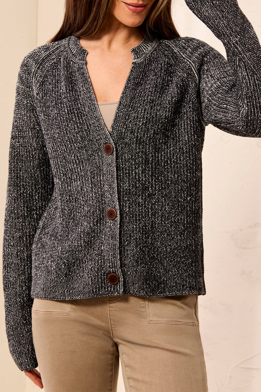 Tribal Long Sleeve Crew Neck Sweater Cardigan Black 31830-576-0002