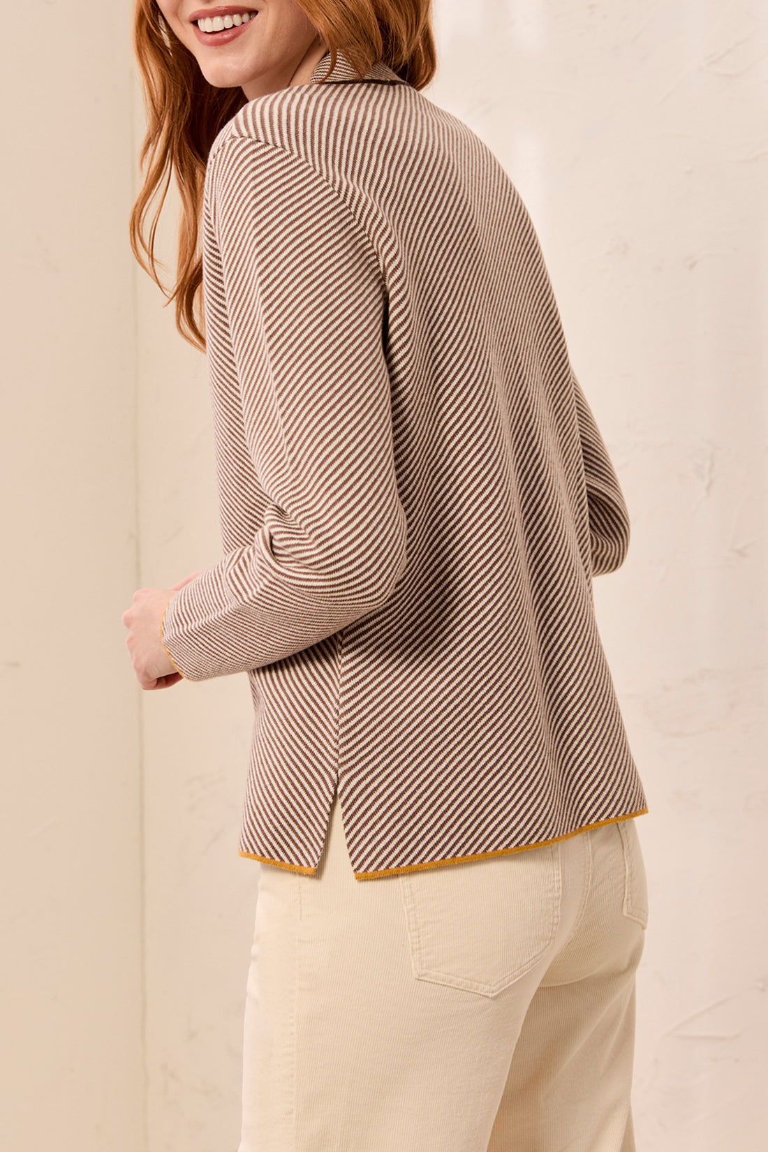 Tribal Long Sleeve Split Neck Sweater w/Tipping Oatmeal 31840-576-0052