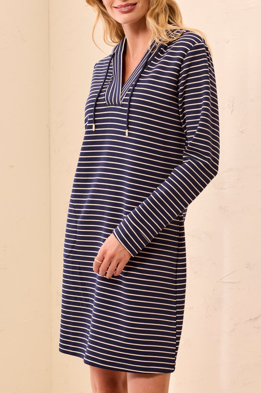 Tribal Long Sleeve Hooded Dress w/Drawcord Jet Blue 31860-8502-3068