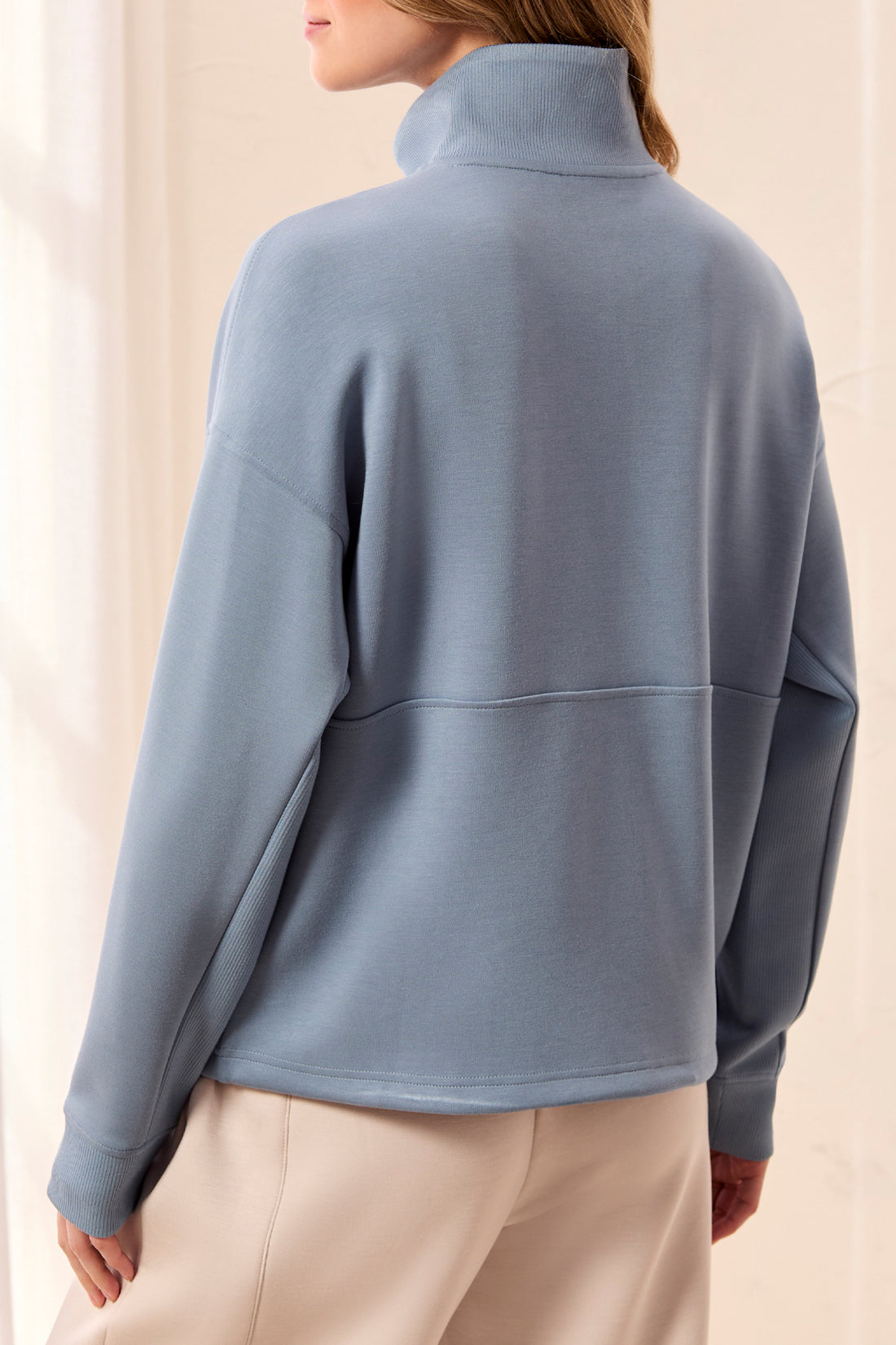 Tribal Long Sleeve Mock Neck Top w/Zipper Blue Fog 31880-3390-1633
