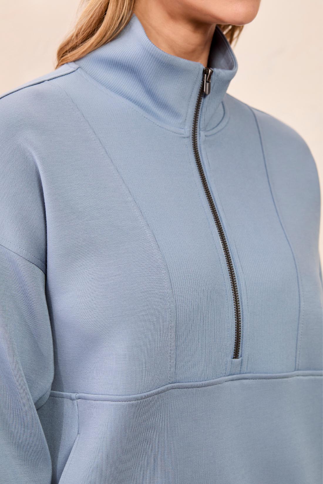 Tribal Long Sleeve Mock Neck Top w/Zipper Blue Fog 31880-3390-1633