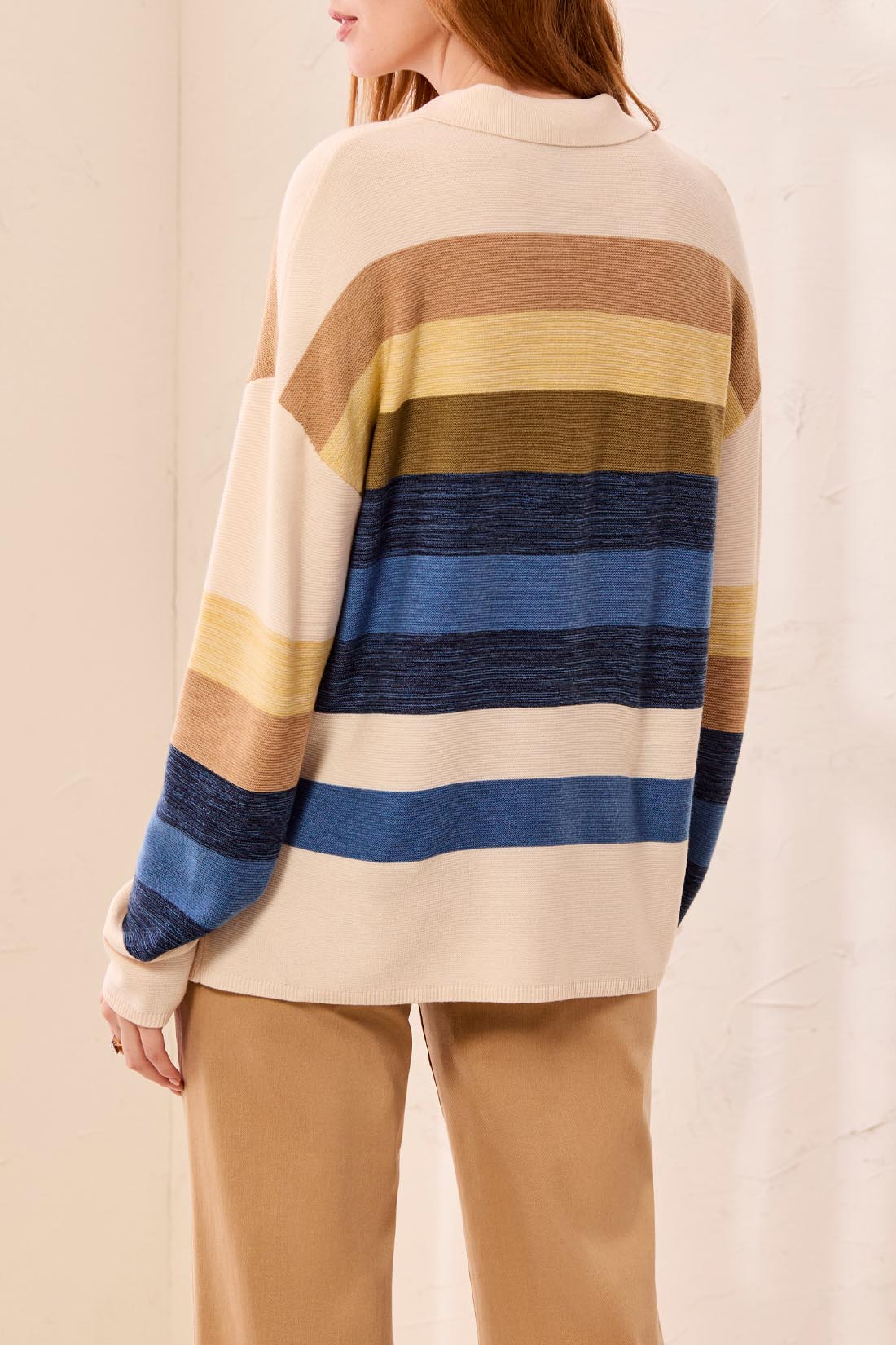 Tribal Long Sleeve Johnny Collar Sweater Aloe 31970-8307-0849