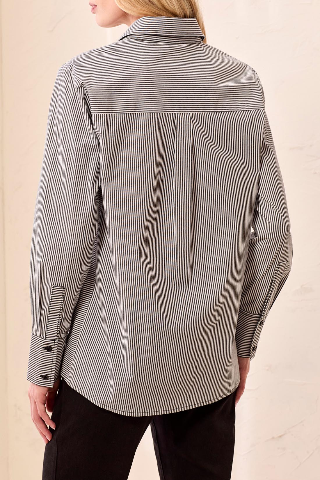 Tribal Long Sleeve Button Front Shirt w/Side Panels Black  32040-8402-0002
