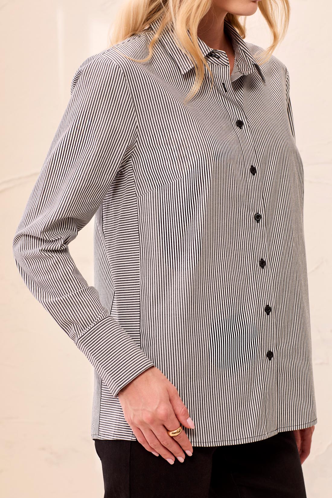 Tribal Long Sleeve Button Front Shirt w/Side Panels Black  32040-8402-0002