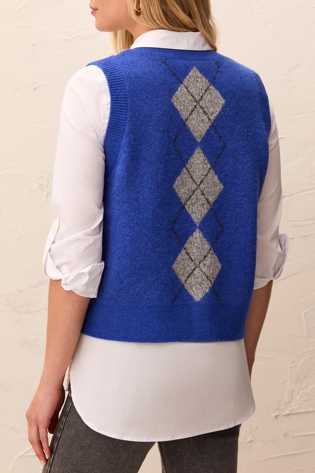 Tribal Sweater Vest w/Buttons Cobalt 32070-3590-1504