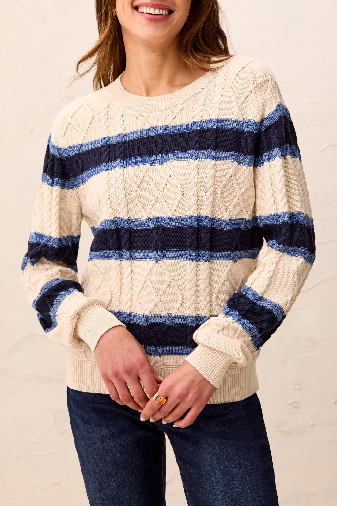 Tribal L/S Crew Neck Sweater w/Embroidery Stellar 32120-576-3383