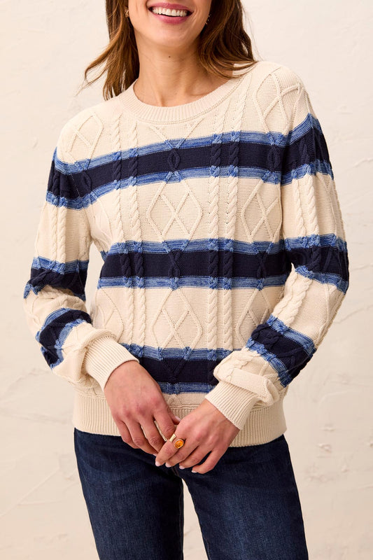 Tribal L/S Crew Neck Sweater w/Embroidery Stellar 32120-576-3383