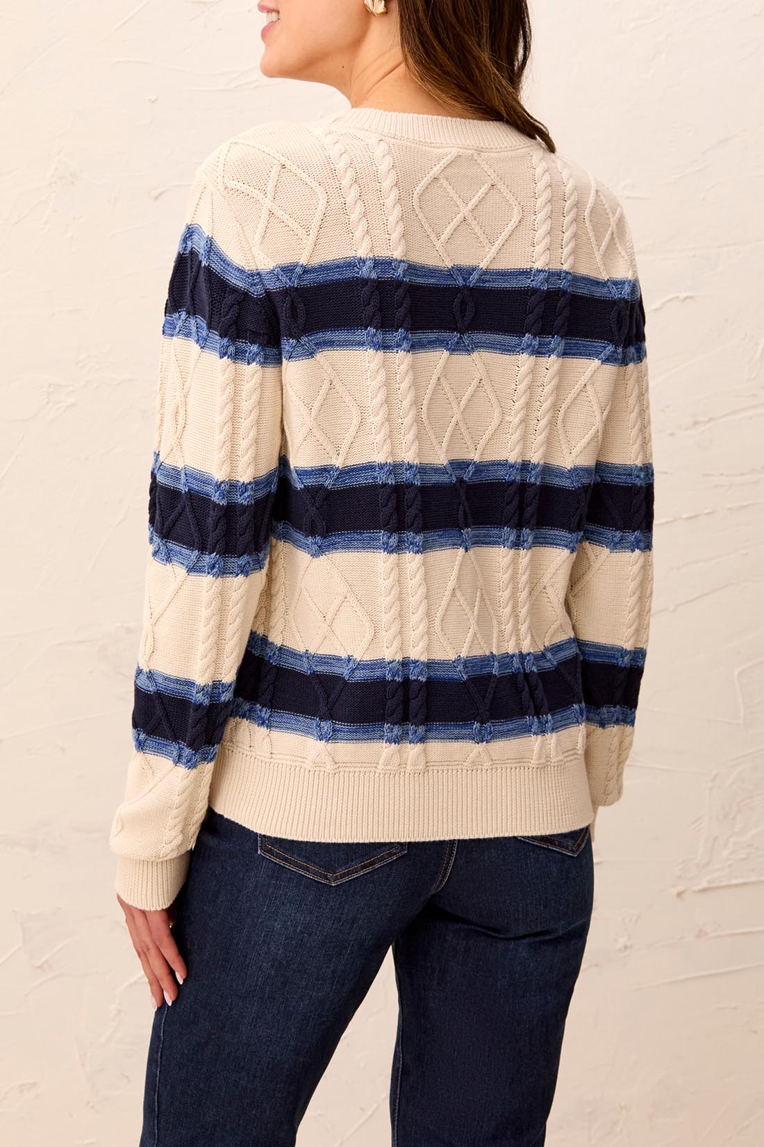 Tribal L/S Crew Neck Sweater w/Embroidery Stellar 32120-576-3383