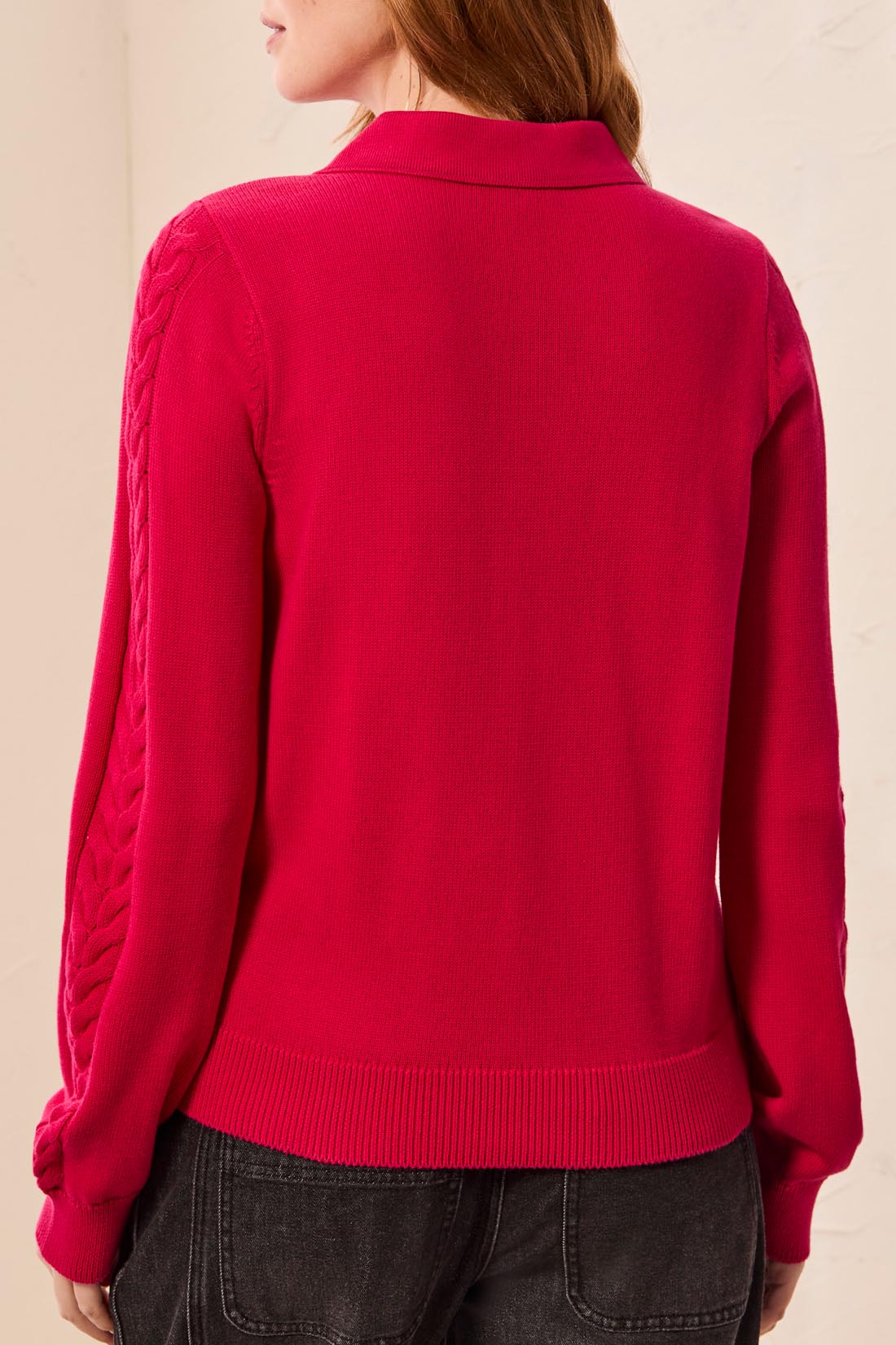 Tribal L/S Polo Sweater w/Cables Detail Jazzy 32140-576-3385