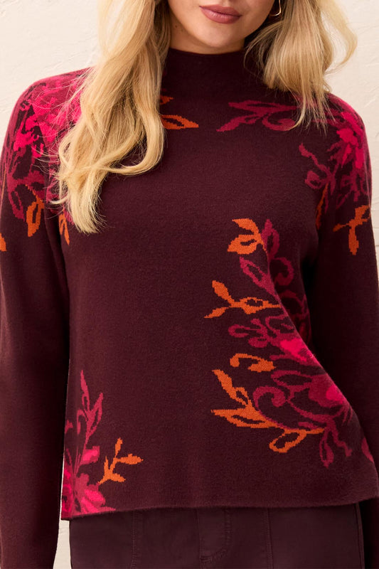 Tribal Long Sleeve Funnel Neck Sweater Fudge 32270-8012-0759