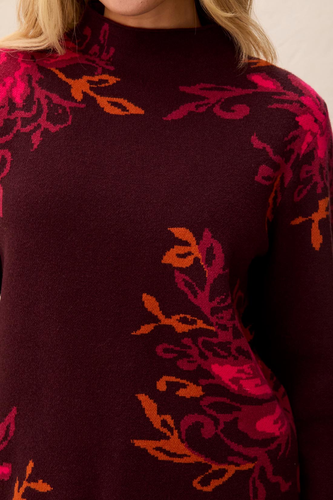 Tribal Long Sleeve Funnel Neck Sweater Fudge 32270-8012-0759