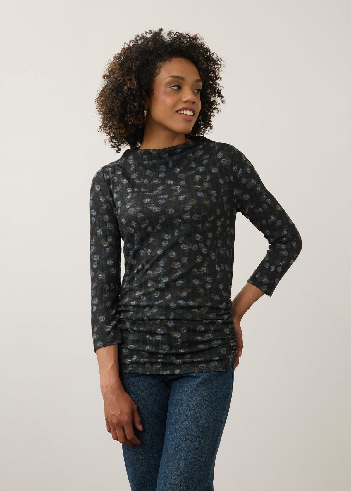 FDJ Long Sleeve Mock Neck Top Doppel Dots 3273508