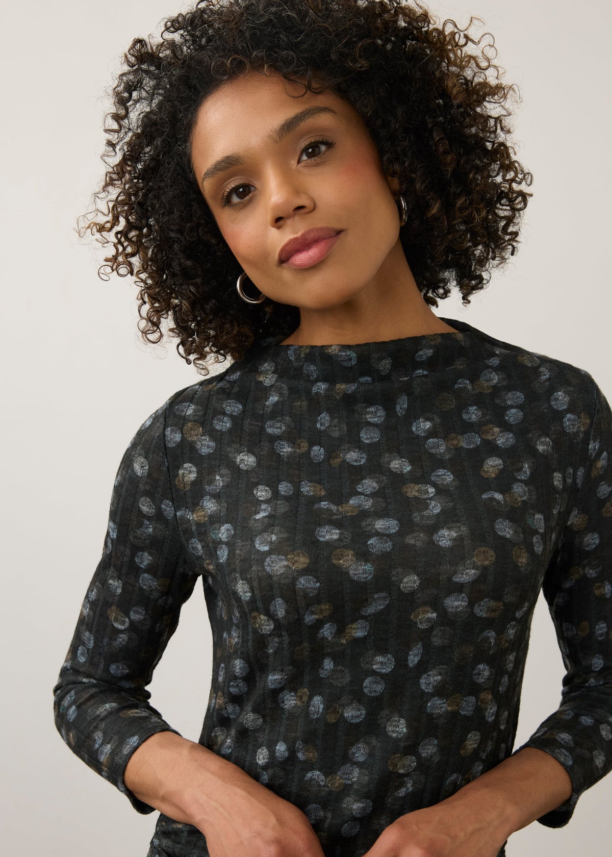 FDJ Long Sleeve Mock Neck Top Doppel Dots 3273508