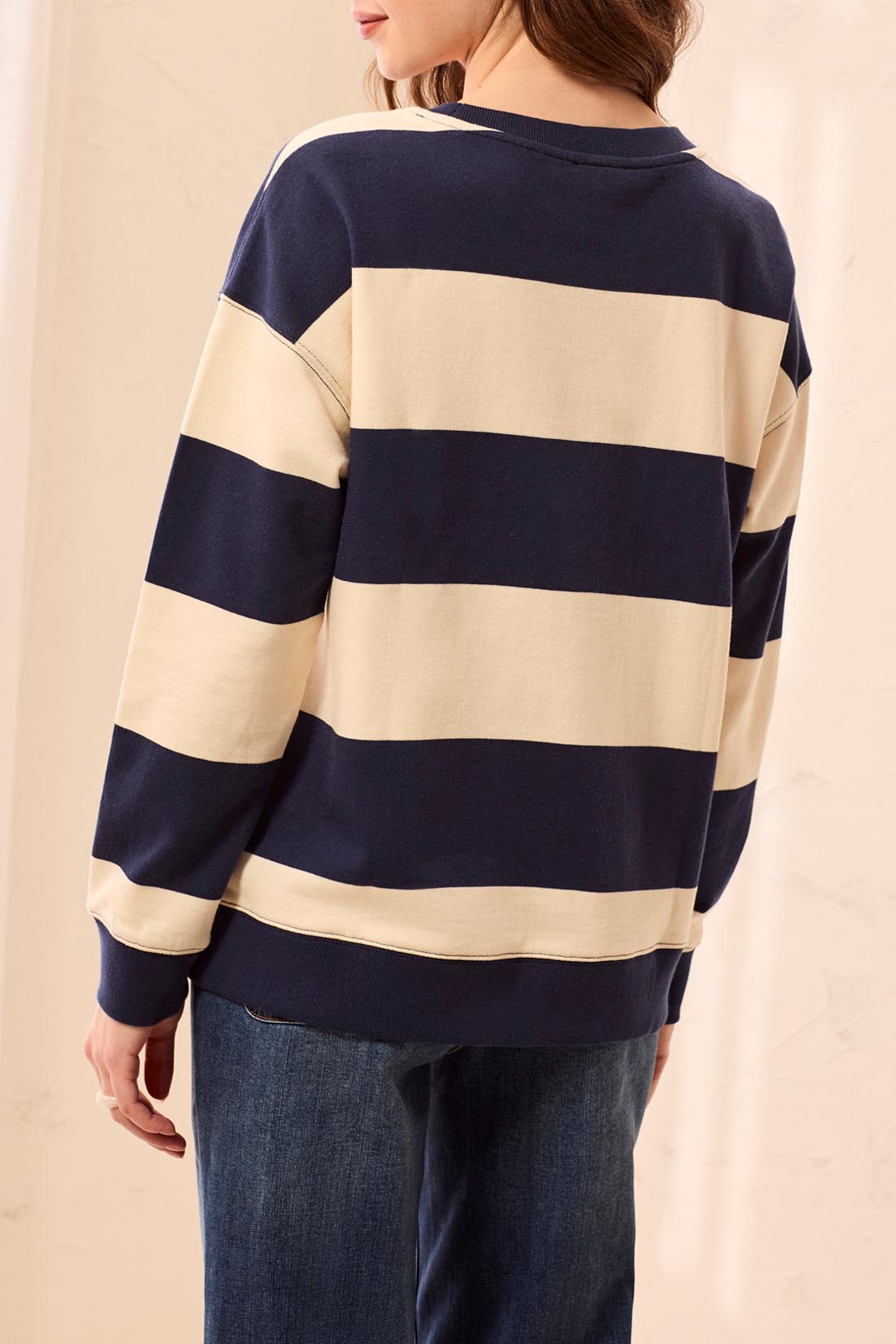 Tribal L/S Crew Neck Top w/Combo Jet Blue 32750-8509-3068