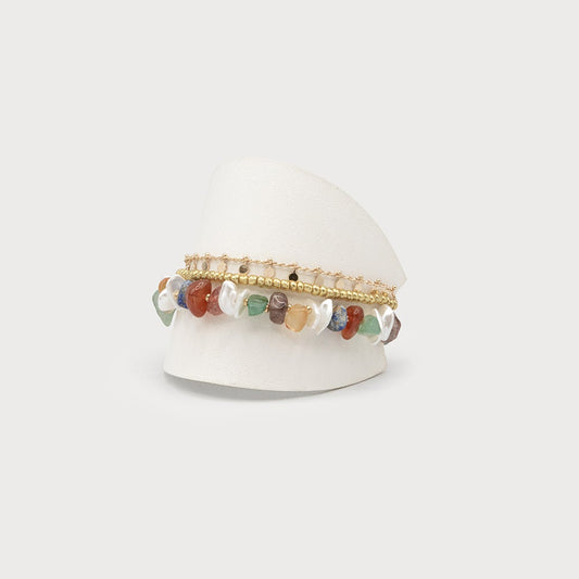 Caracol 3 Rows Bracelets with Metal, Semi-Precious Stones and Beads  3323-MUL-G
