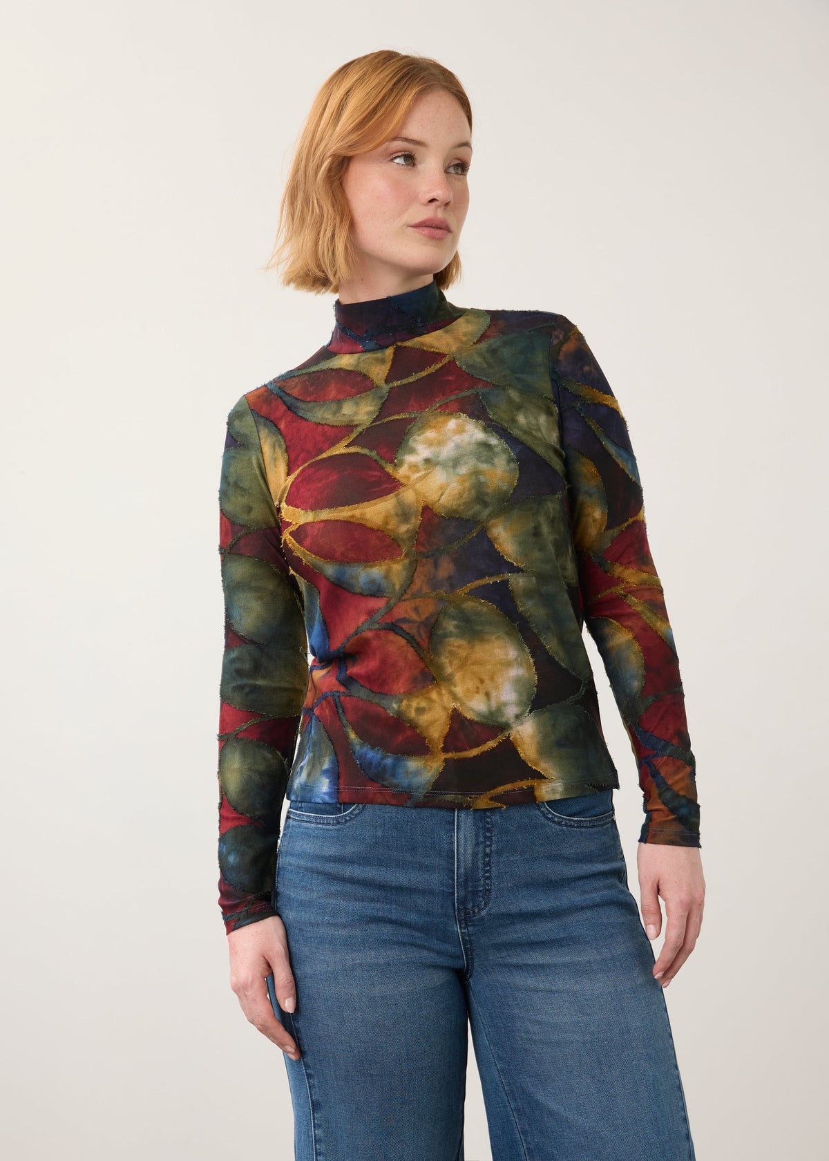 FDJ Long Sleeve Mock Neck Top Autumnal 3642126
