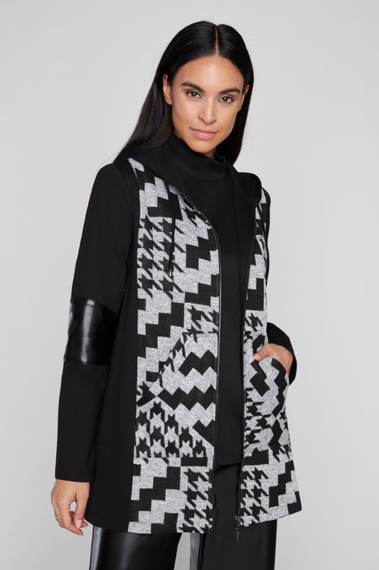 Compli K Houndstooth Zip Hoodie Jacket Grey/Black 36563
