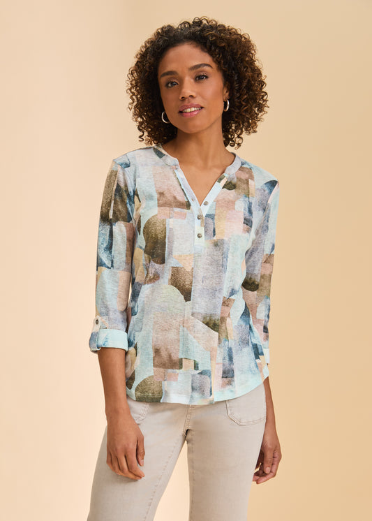 FDJ 3/4 Sleeve Henley Top Coppertone 3902350