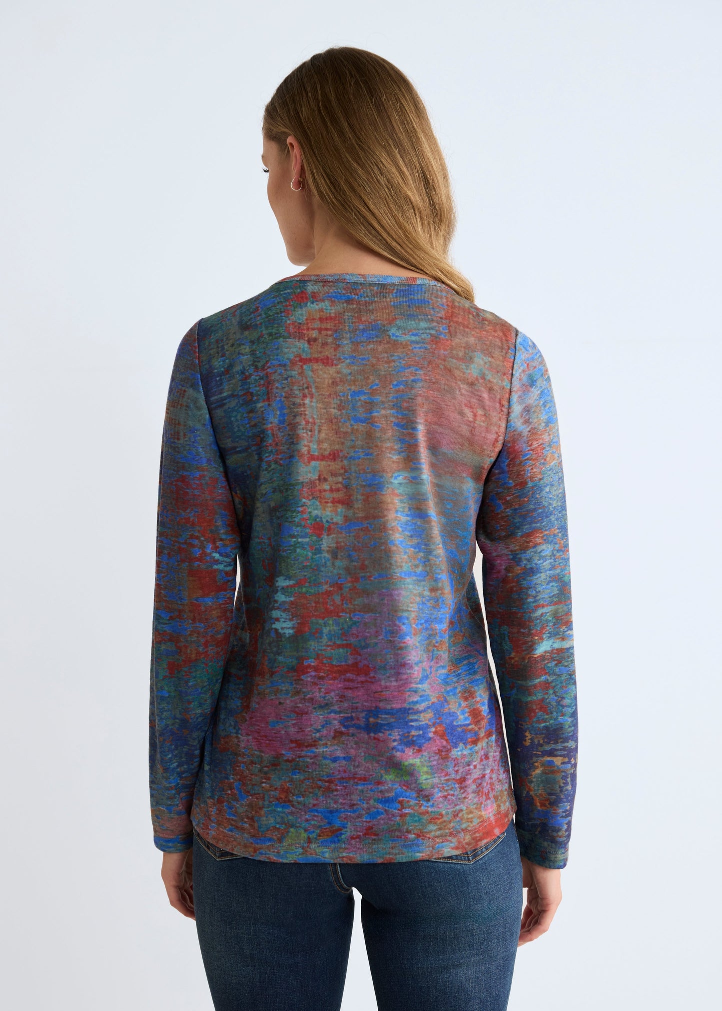 FDJ Long Sleeve Notch Neck Top Autumn Reflection 3953451