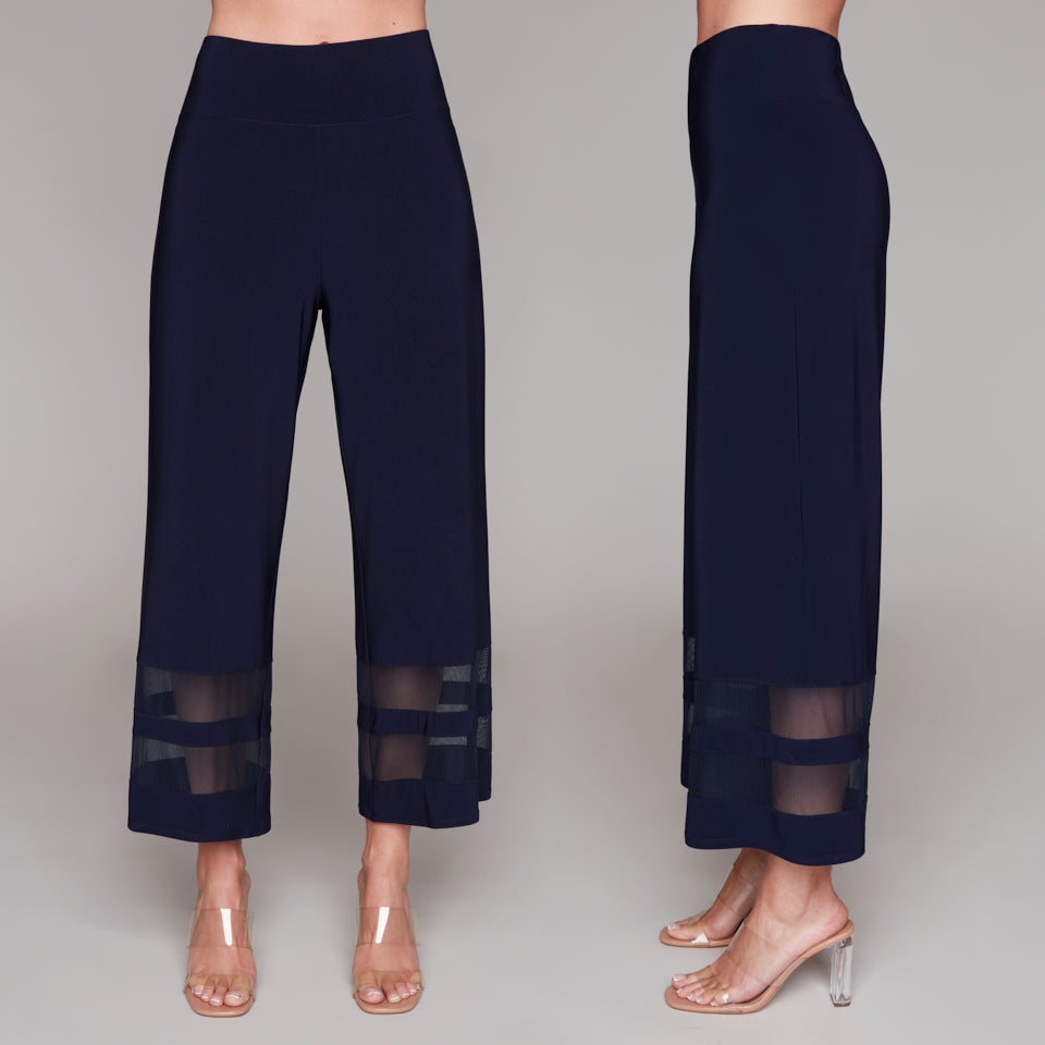 Compli K Cropped Pull-On Pants w/Sheer Panel Navy 50183