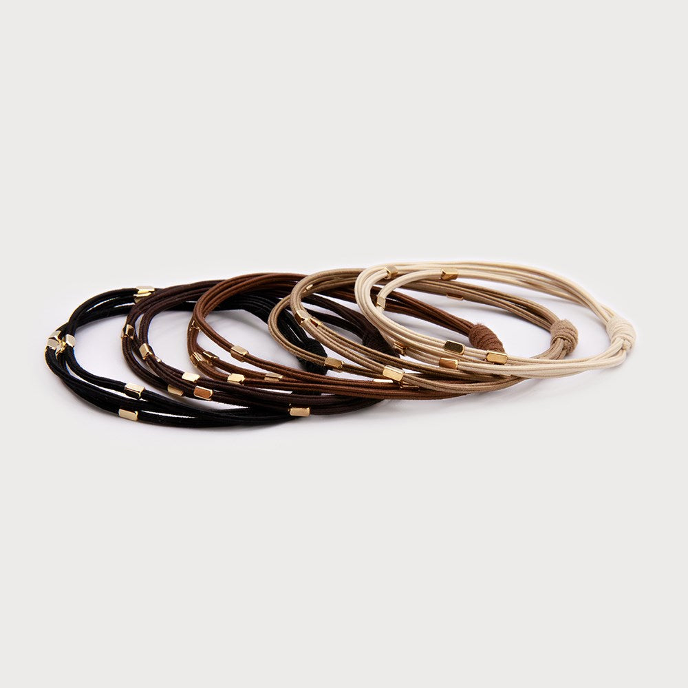 Caracol Set of Fun Hair Elastics Beige/Brown/Black Mix 5071-MIX