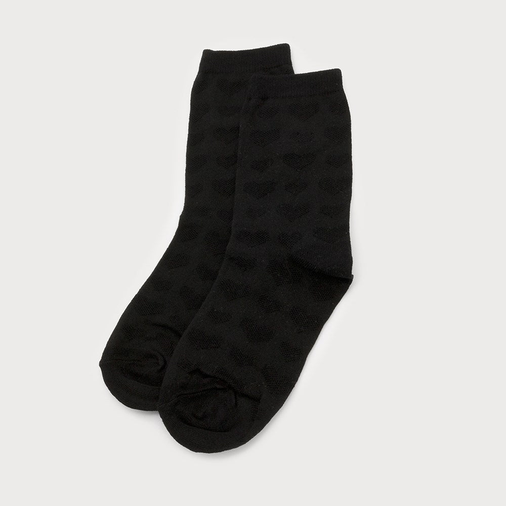 Caracol Embossed Heart Socks Black 5101