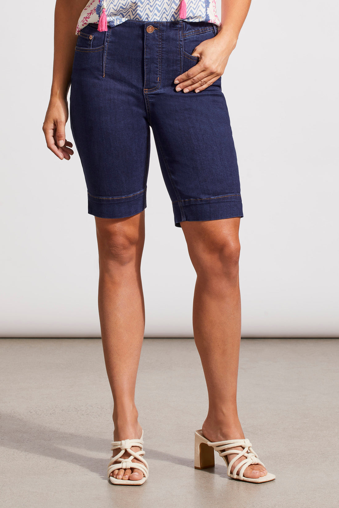 Tribal Audrey Pull On Bermuda Jean Shorts Rinse 53590-2020-2200