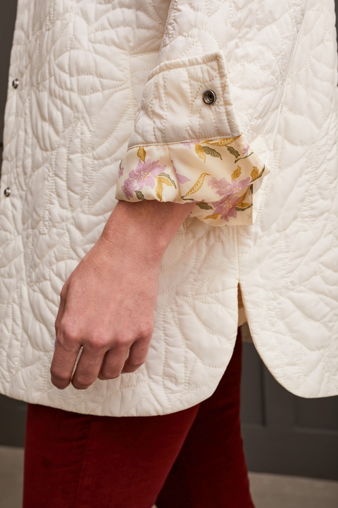 Tribal Quilted Snapped Front Shacket Cream 55690-4895-0026