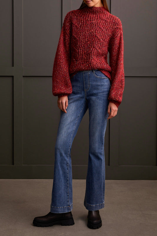 Tribal Funnel Neck Oversize Sweater Scarlet 55830-4846-1034
