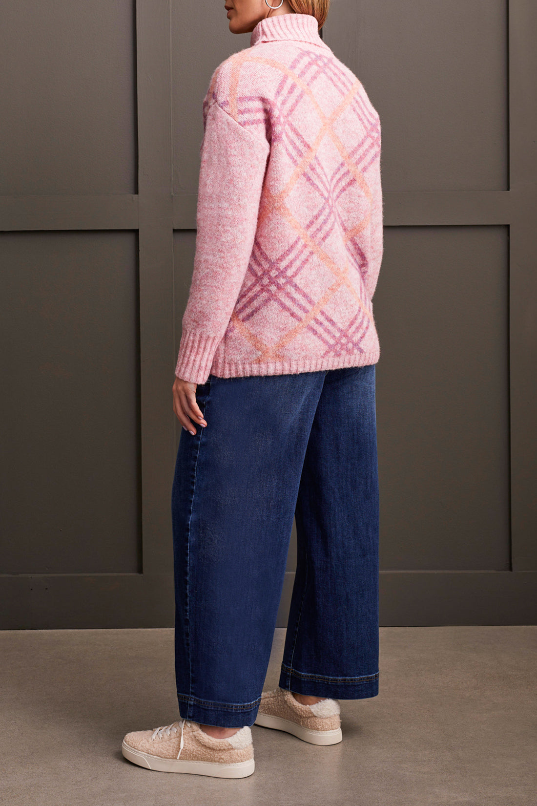 Tribal Turtleneck Intarsia Sweater Pink Lady 56350-4863-2870