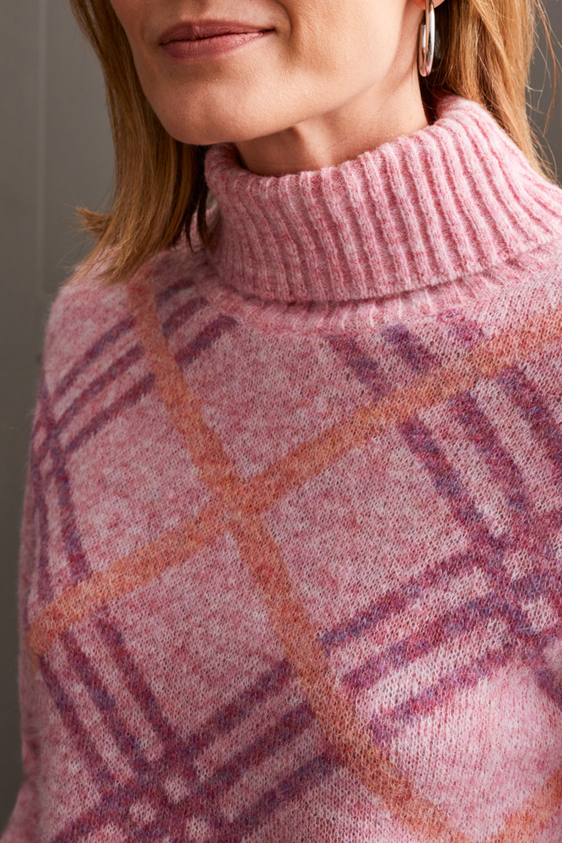 Tribal Turtleneck Intarsia Sweater Pink Lady 56350-4863-2870