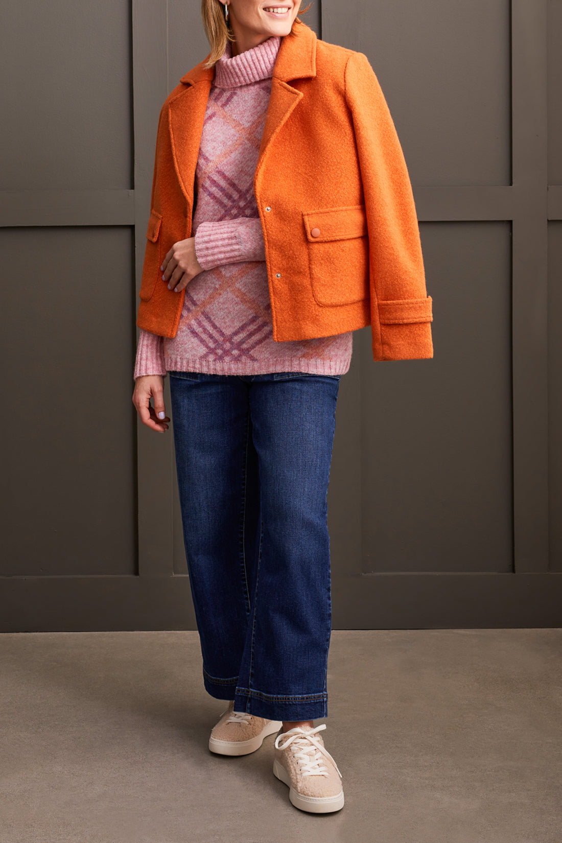 Tribal Turtleneck Intarsia Sweater Pink Lady 56350-4863-2870