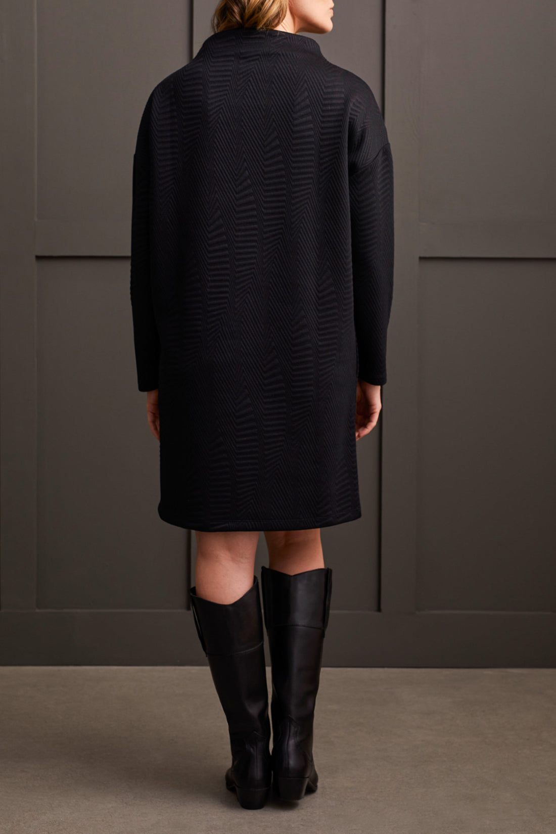 Tribal Funnel Neck Dress w/Pockets Black 56430-5129-0002