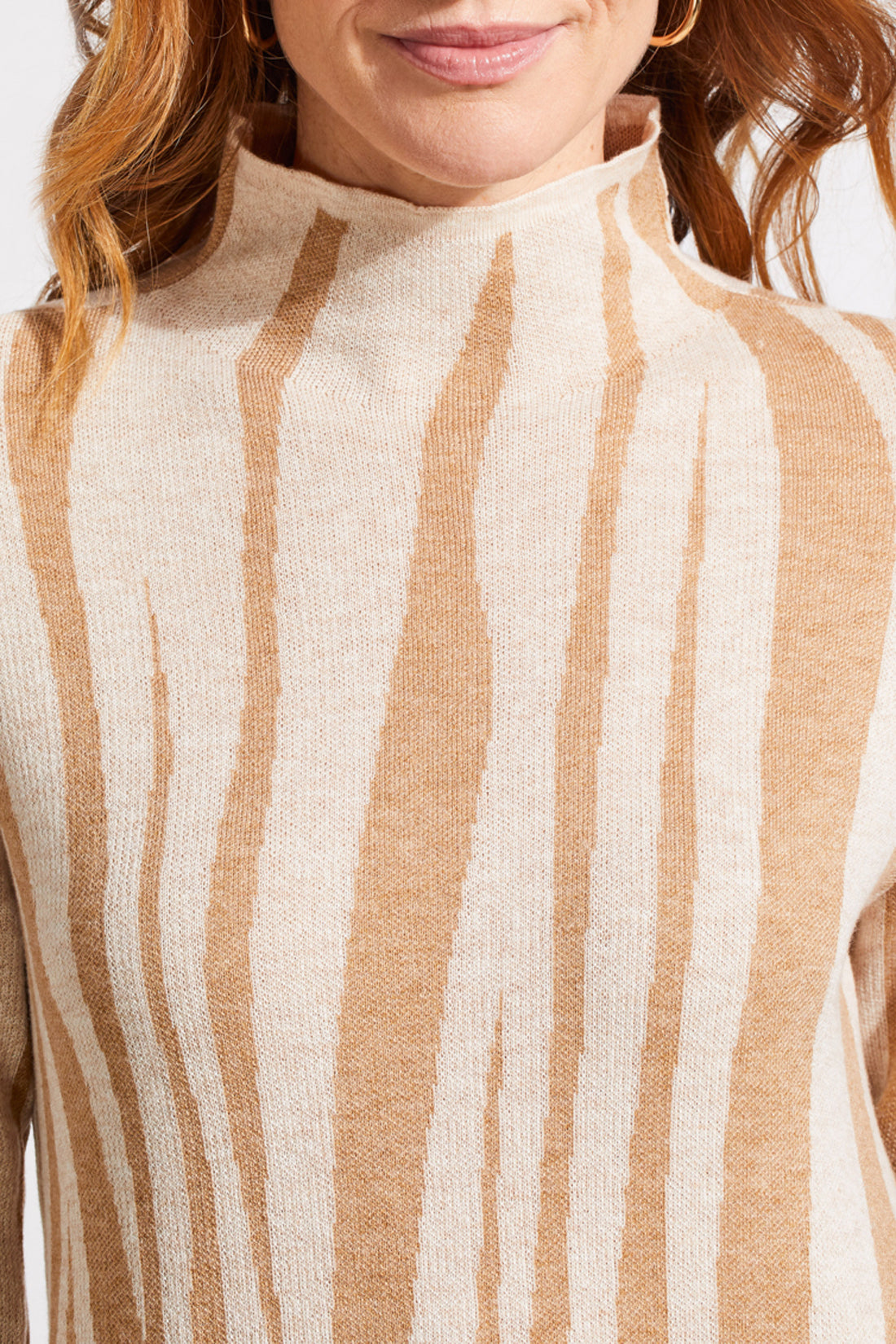 Tribal Funnel Neck Jacquard Sweater Dress Beige 56640-4654-0068
